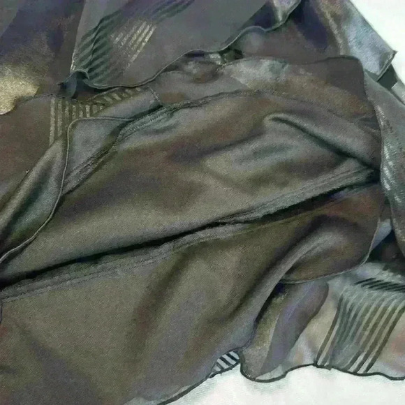 CACHE NWT Black Tier Ruffle Adjustable Spaghetti Strap Top 100% Poly Women Sz L - Picture 8 of 10